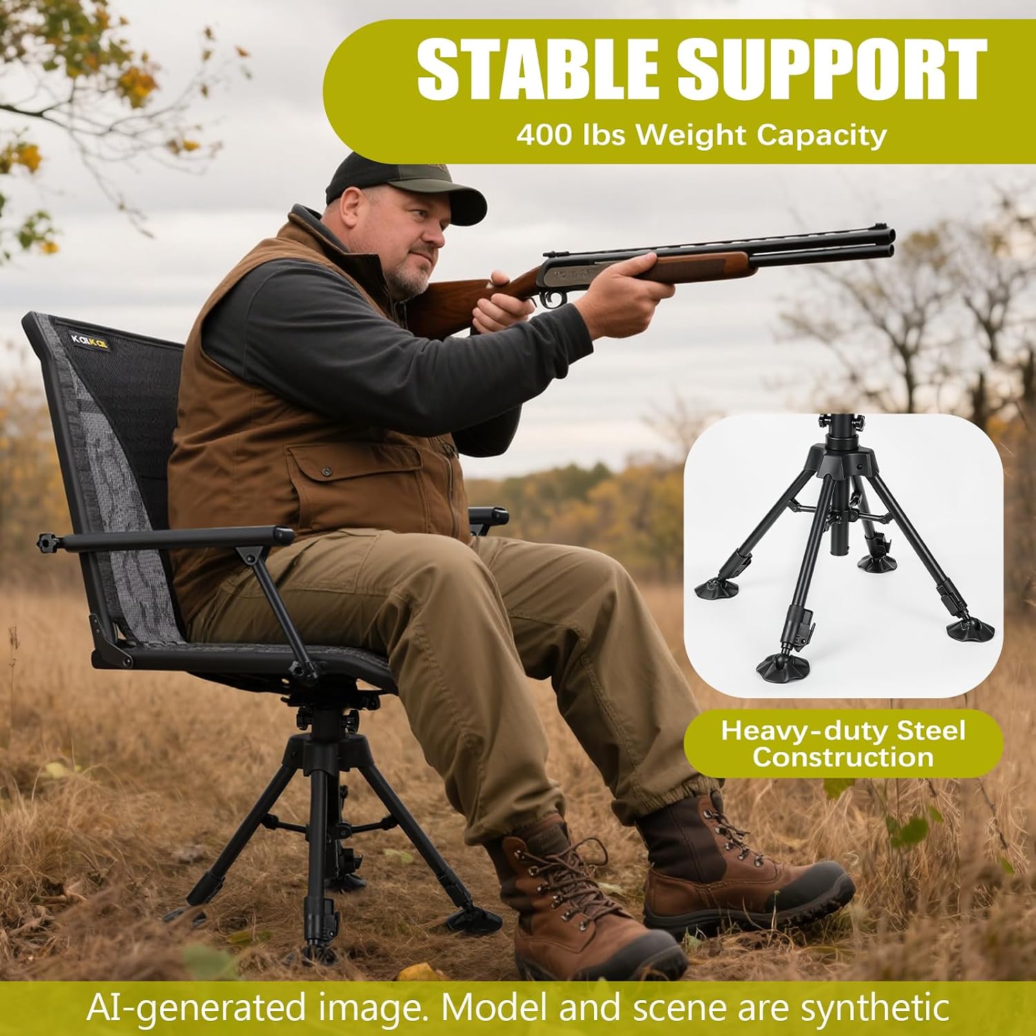 كرسي صيد دوار صامت 360 درجة، ق - مراجعة Hunting And Fishing Outdoor Chairs وسعره